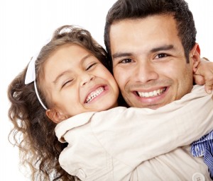 Girl hugging her father